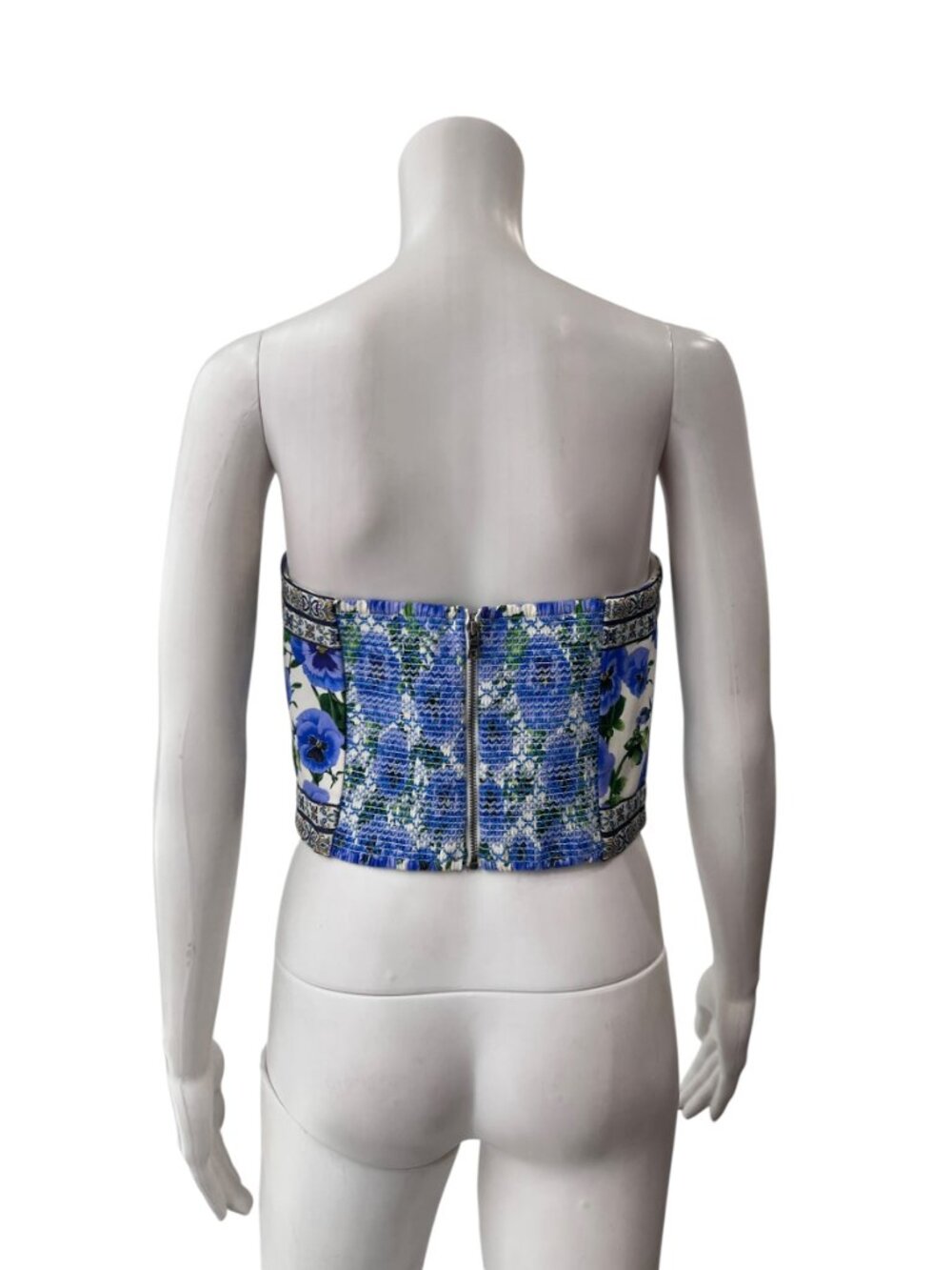 $250 Alice + Olivia Blue Perect Pansy Bandeau Ceresi Top size 12 - Picture 5 of 8